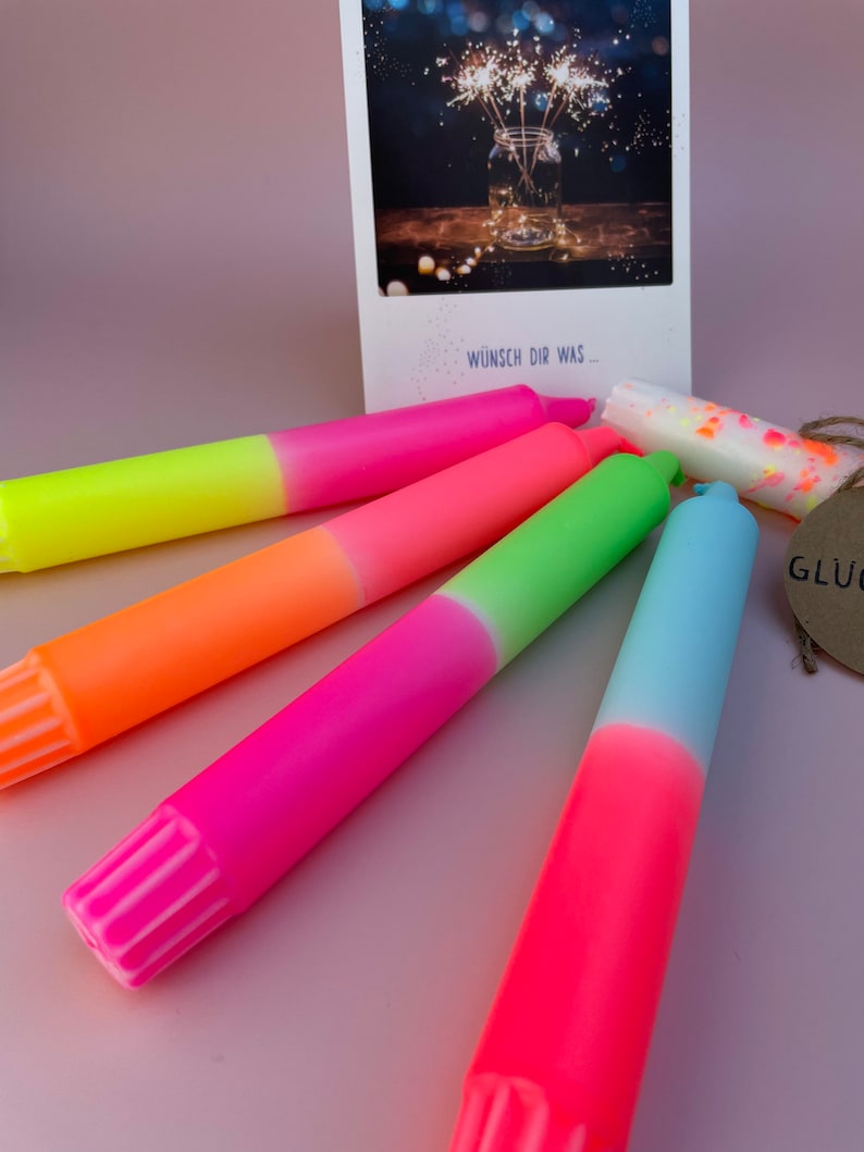 Dip Dye Candles / Set of 5 / NEON MIX / Lucky Light image 8