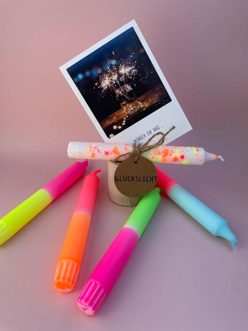 Dip Dye Candles / Set of 5 / NEON MIX / Lucky Light image 3