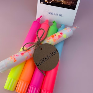 Dip Dye Candles / Set of 5 / NEON MIX / Lucky Light