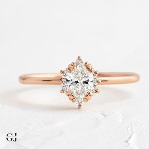 Oval Diamond LAB-GROWN Engagement Ring For Her, Oval Diamond Ring, Cluster Diamond Wedding Ring For Women, Anniversary Gift For Wife