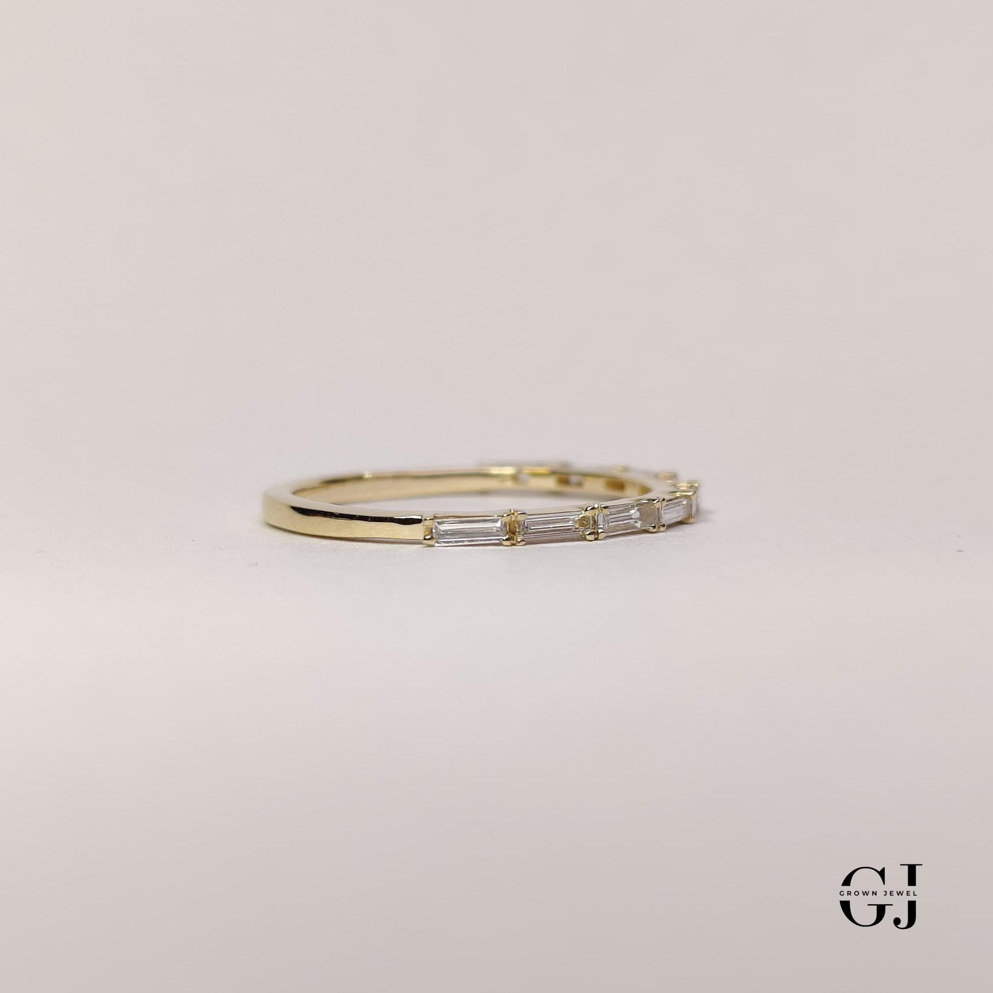 Baguette Cut Lab Grown Diamond Wedding Band, Half Eternity Band ...
