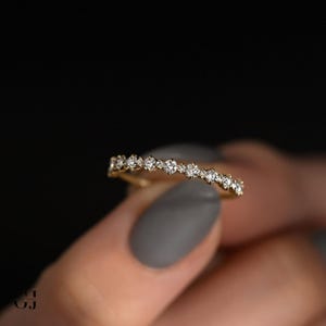 Half Eternity Wedding Band in Lab Grown Round Diamond, Matching Band For Engagement &Wedding Ring, Stacking Ring, Anniversary Gift for women