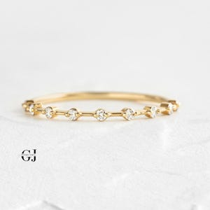 Ultra Thin Floating Eternity Band, Lab Grown Round Distance Diamond Wedding Band, Sterling Silver Half Eternity Band, Minimalist Ring