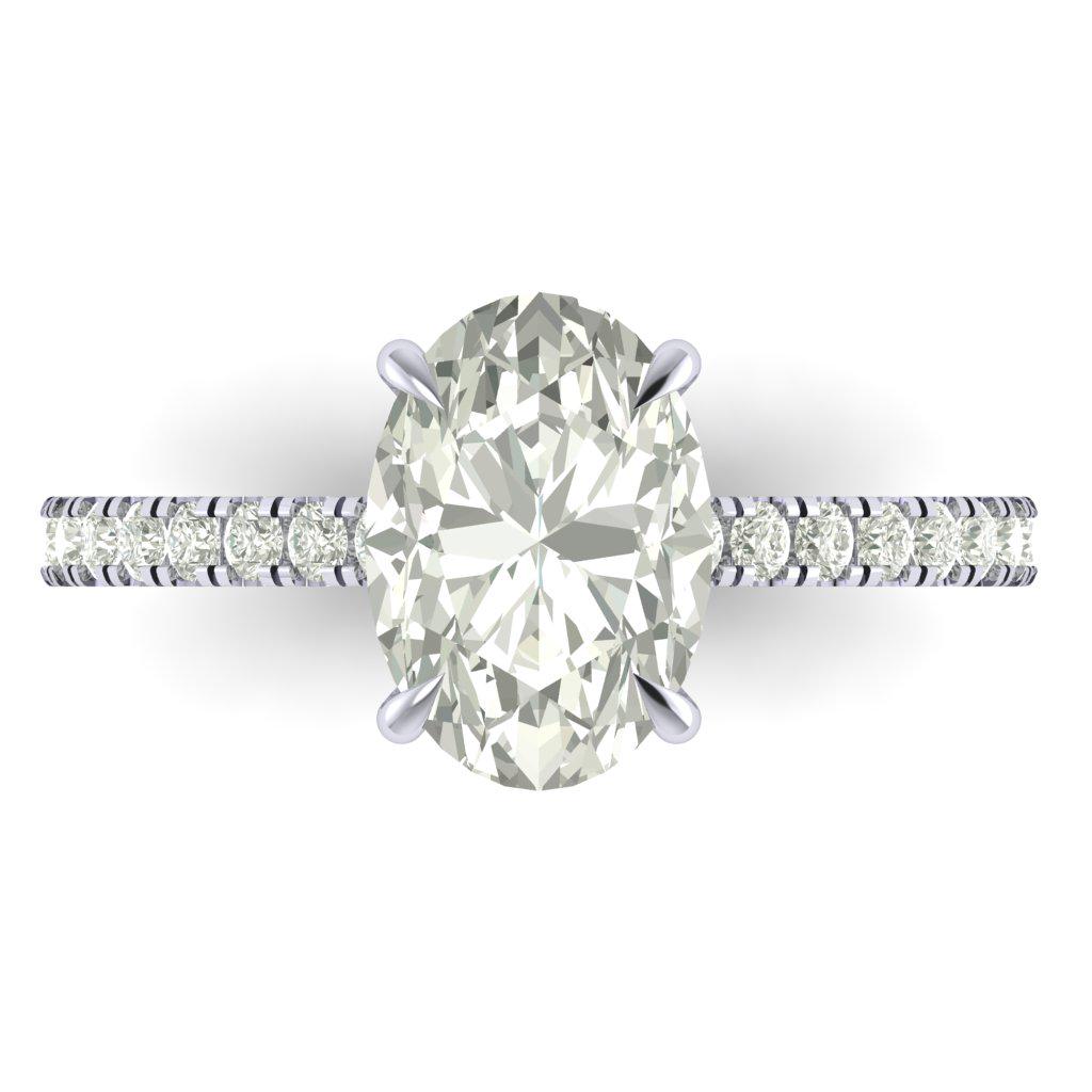 3 Ct Oval Cut LAB-GROWN Diamond Engagement Ring Side Accent Pave Ring Lab Created CERTIFIED Diamond Ring Bridal Ring Dainty Ring for Womens