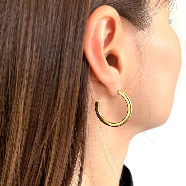 Minimalist Classic Hoop Earrings, Modern Hoop Earrings, Round Earrings, Daily, Minimalist, Gift For Her, Gift for YOU, From Tokyo Japan