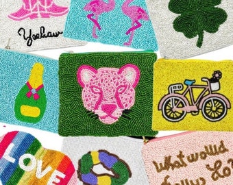 Bead Coin Purse, Coin Pouch, Preppy Party Favor, Unique Birthday Gifts, Summer Bags for Girls, Best Seller