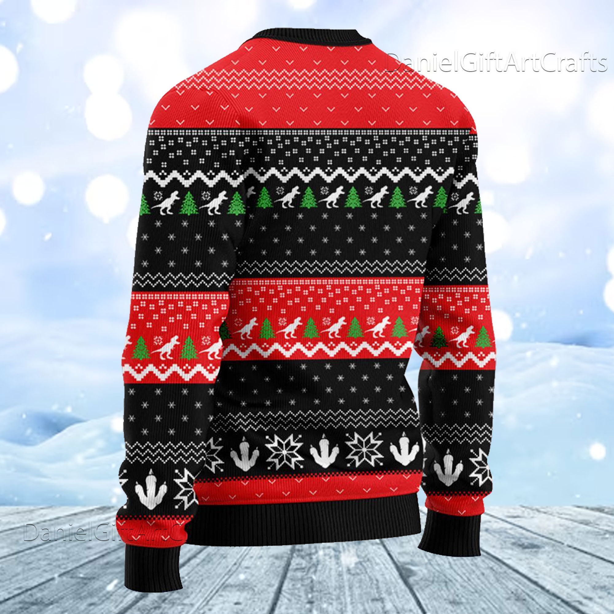 Discover Jurassic Park T-Rex Santa Claws Sweater, Santa Trex Ugly Christmas Sweater, Santa Monster Quotes 3D All Over Printed Sweater, Xmas Gift