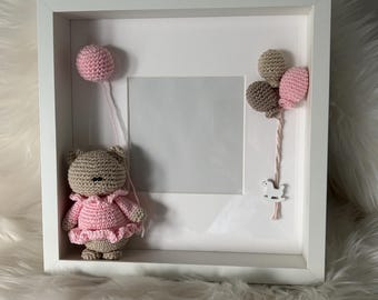 crocheted baby picture frame