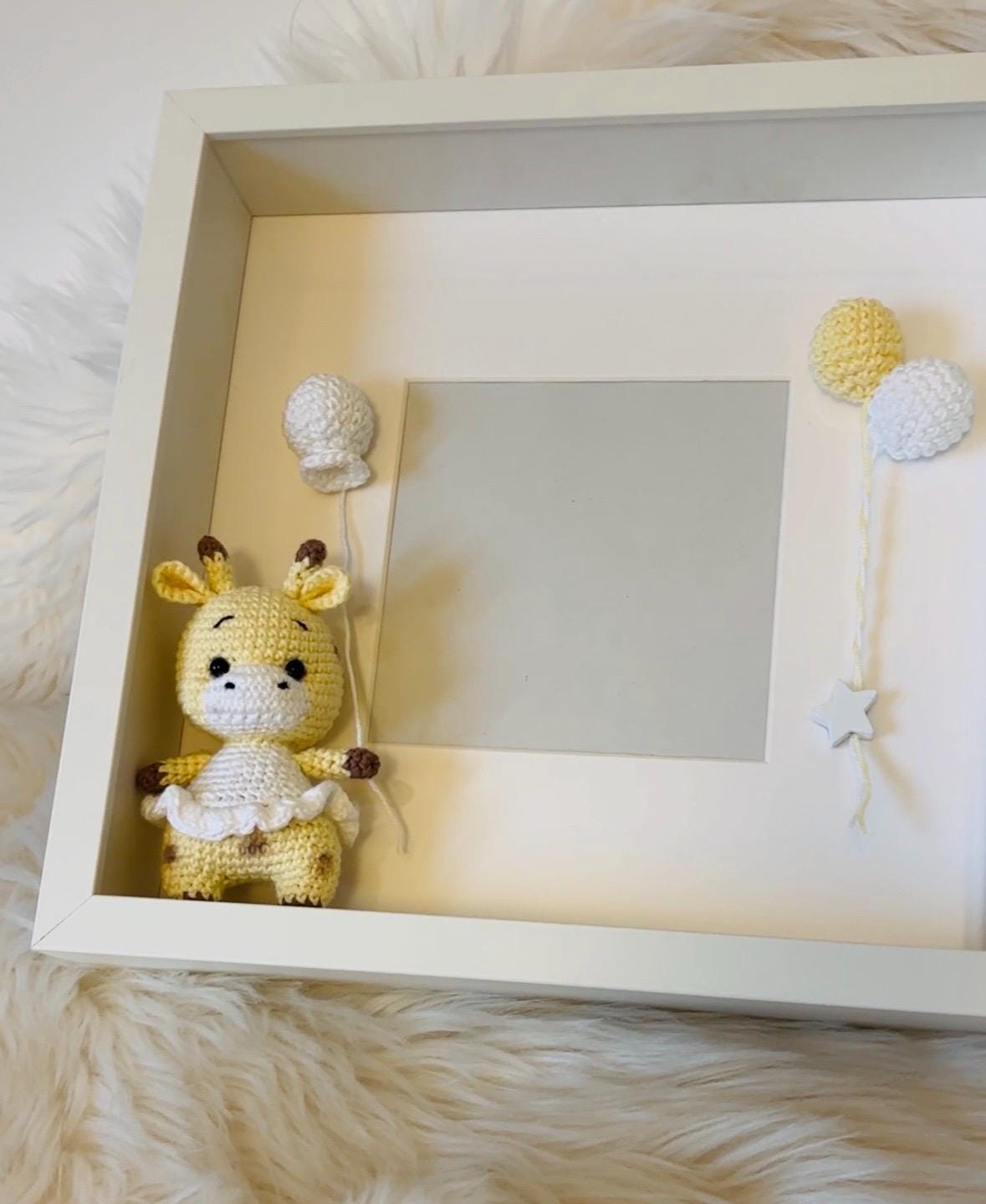 Crocheted Baby Giraffe Picture Frame