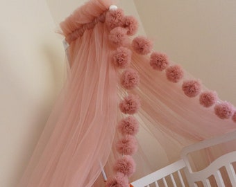 Dosel rosa para bebé, dosel rosa para cama infantil, dosel para cuna, dosel personalizado, baldaquín para bebé, habitación infantil, ropa de cama