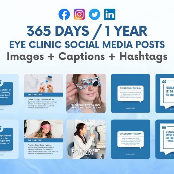 Eye Clinic  / Eye doctors / Optometrist / Ophthalmologist / Optician / Read to use social media / Facebook / Instagram Post Templates