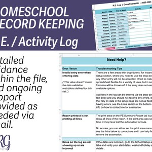 PE Log: Detailed help in file, and ongoing support via email.