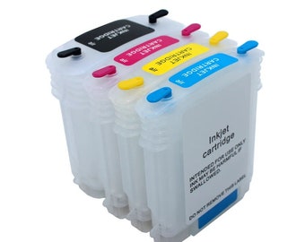 4 Farben für HP11 82 Refill Tintenpatrone mit Chip für HP Designjet 111 Drucker 69/28ML