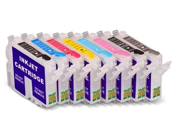 8 Farben / Set T0341-T0348 Nachfüllbare Tintenpatrone mit ARC-Chip für Epson Stylus Photo 2100 2200 Drucker