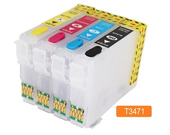 T34XL T3471 - T3474 Refillable Ink Cartridge with ARC Chips for Epson Workforce Pro WF-3720 WF-3725 Printer