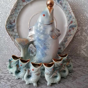 Fish Decanter Porcelain carafe Fish Vintage USSR 1970s