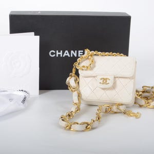 Chanel White Micro Bag Chain Belt Waist Bag Coco Mark Shoulder - Main Image