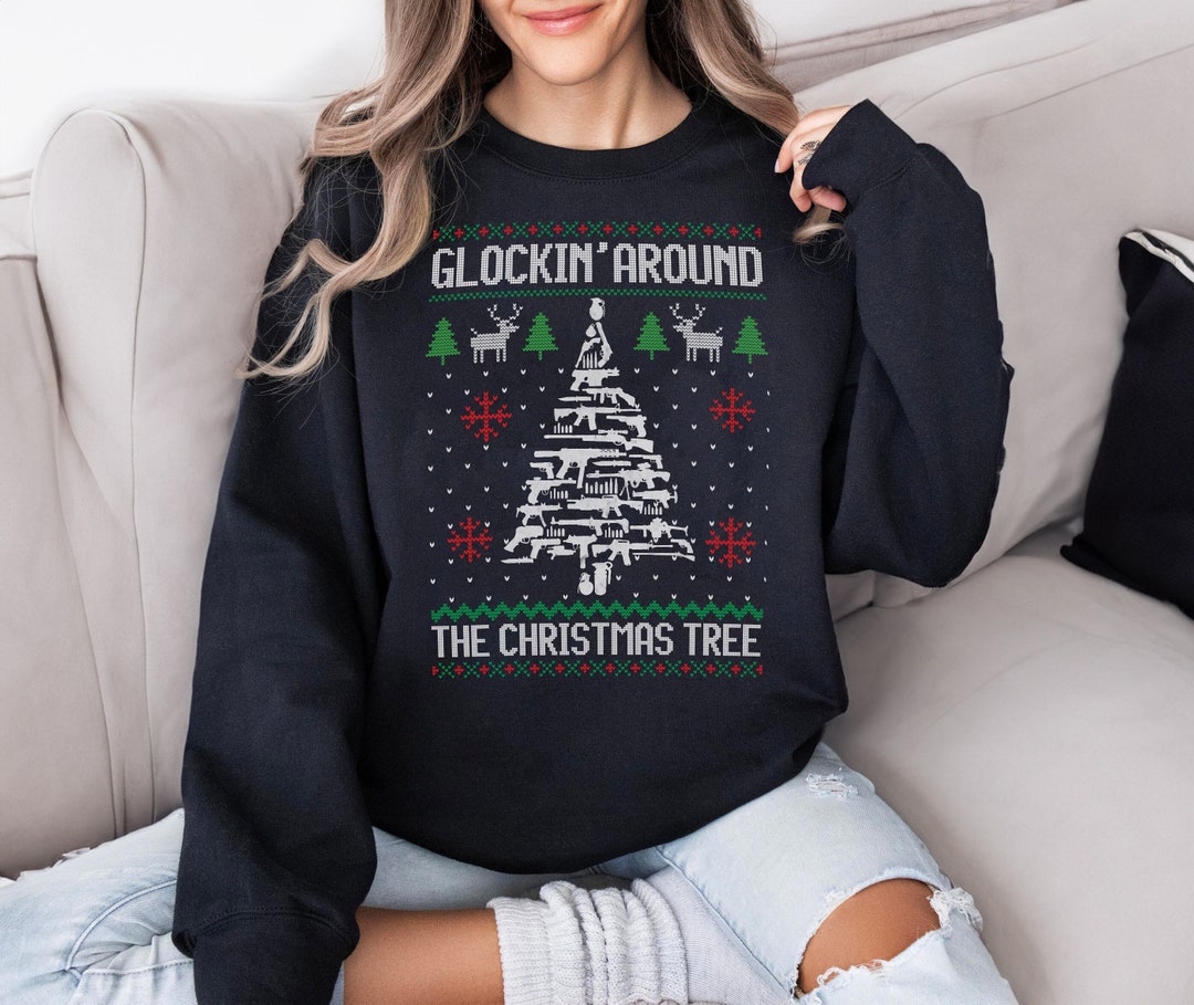 Funny Guns Ugly Christmas Sweaters for Gun Lovers Men Women Sweatshirt