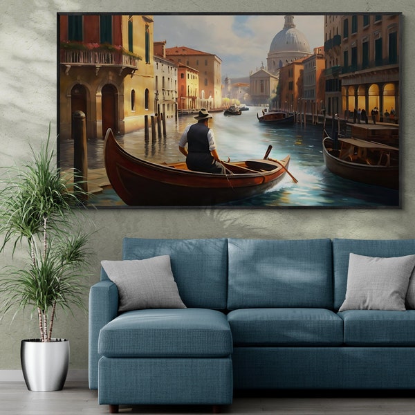 Wall Art Venice Italy Landscape The Palace of the Doges Italian Impressionist Oil Painting Canvas Pine Wood Framed Original Gift Luxury Art