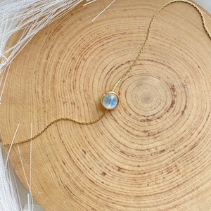 Genuine Moonstone Minimalist  Necklace , Moonstone Bead Solitaire  Necklace , Moonstone Crystal Bead, June Birthstone ,Birthday Gifts