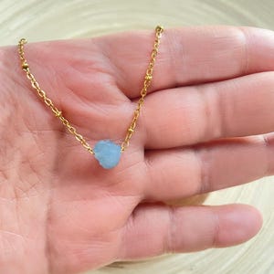 Aquamarine Natural Stone Necklace, March Birthstone Blue Stone Necklace, Natural Aquamarine  Stone, Aquamarine Pendant, Healing Necklace