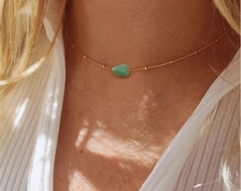 Genuine Aventurine Raw Crystal ecklace , Raw Adventurine Pendant Gift, Healing Necklace, Birthday Gift,  Green Gemstone Necklace, Gift