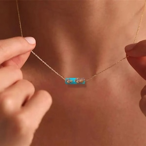 Turquoise Bronzite Pendant Necklace, Turquoise Layering Necklace, Birthday Gift, Birthstone Necklace, Dainty Necklace, Gemstone Necklace