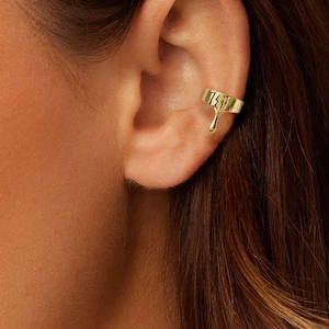 Minimalist Gold Ear Cuff Drip~Melting | High Quality Fake Cartilage Piercing | Ear Cuff No Piercing |Gold Clip on Earrings