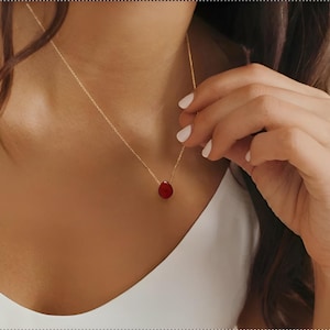 Genuine Carnelian Necklace, Carnelian Tear Drop  Pendant, Healing Necklace, July Birthstone, Orange Gemstone Necklace, Gift for Mom