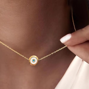 Evil Eye Gold Necklace , Minimalist Evil Eye Necklace, Gift For Her,  Minimalist Necklace, Birthday Gift