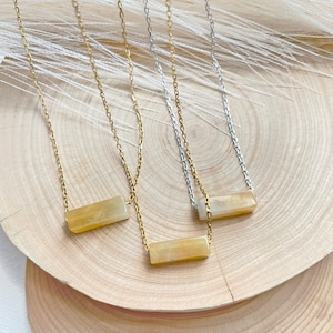 Citrine Tiny Pendant Necklace, Layering Citrine Necklace, Dainty Gold Plated Necklace, Gemstone Necklace - Citrine Necklace Gift for Women