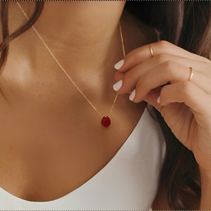 Genuine Carnelian Necklace, Carnelian Tear Drop  Pendant, Healing Necklace, July Birthstone, Orange Gemstone Necklace, Gift for Mom
