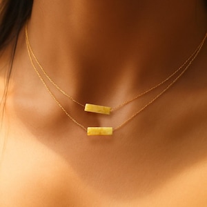 Citrine Tiny Pendant Necklace, Layering Citrine Necklace, Dainty Gold Plated Necklace, Gemstone Necklace - Citrine Necklace Gift for Women