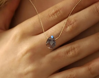 Genuine Smoky Crystal Necklace,  Smoky Crystal Tear Drop  Pendant, Healing Necklace, Birthstone, Gemstone Necklace, Gift for Mom
