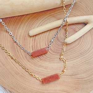 Genuine Carnelian Crystal Necklace 14k Gold , Real Gemstone Pendant, Dainty Gold Carnelian Jewelry, Non Tarnish Chain, Real Gemstone Gift