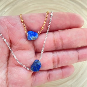 Minimalist Lapis lazuli Crystal Necklace 14K Gold Plated, Gemstone Jewelry for Her, Lapis Lazuli Dainty Necklace , Crystal Necklaces