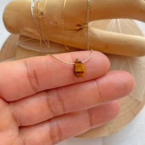 Tigers Eye Tiny Tear Drop Necklace, Tigers Eye Crystal Necklace, Natural Tigers Eye  Stone, Tigers Eye Stone Pendant