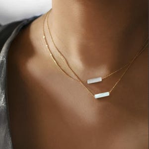 Selenite Minimalist Crystal Necklace 14K Gold Plated, Gemstone Jewelry for Her, Selenite Dainty Necklace , Crystal Necklaces