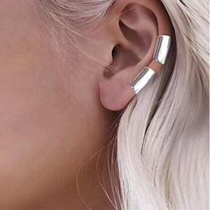 Ear Cuff Minimalist (2) PAIR 925 Sterling Silver | High Quality Fake Cartilage Piercing | Ear Cuff No Piercing |Silver Clip on Earrings