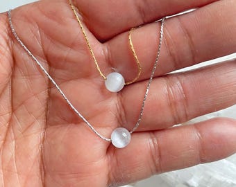 Selenite Minimalist Crystal Necklace 14K Gold Plated, Gemstone Jewelry for Her, Selenite Dainty Necklace , Crystal Necklaces