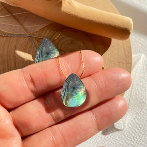 Genuine Abalone Teardrop Necklace, Abalone Shell Pendant Necklace, Summer Beach Jewelry,  Gift for Women