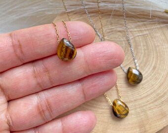 Tigers Eye Crystal Dainty Layering Necklace, Tigers Eye Pendant, Healing Necklace, Birthday Gift, Necklace for Women, Gemstone Necklace