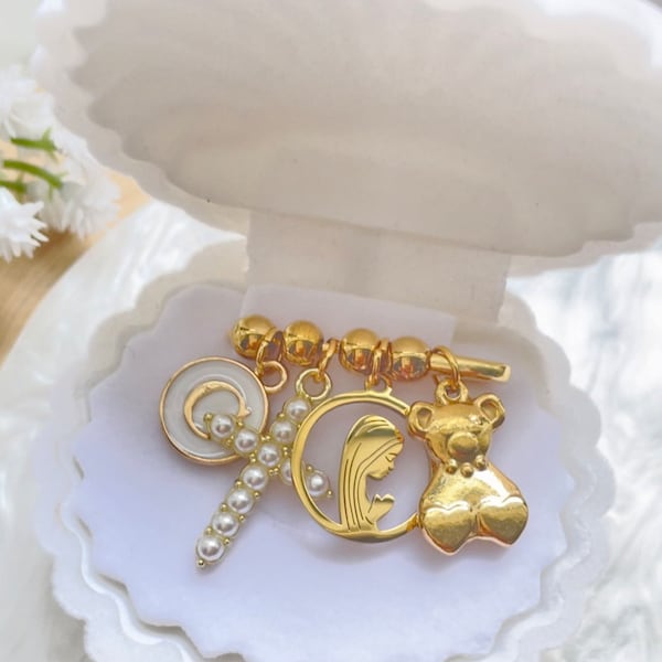 Personalized Gold Baby Pin | Baby Brooch | Baptism Pin | Stroller Pin | Baby Shower | Keepsake Baby Pin | Bridal Pin| Gift Box