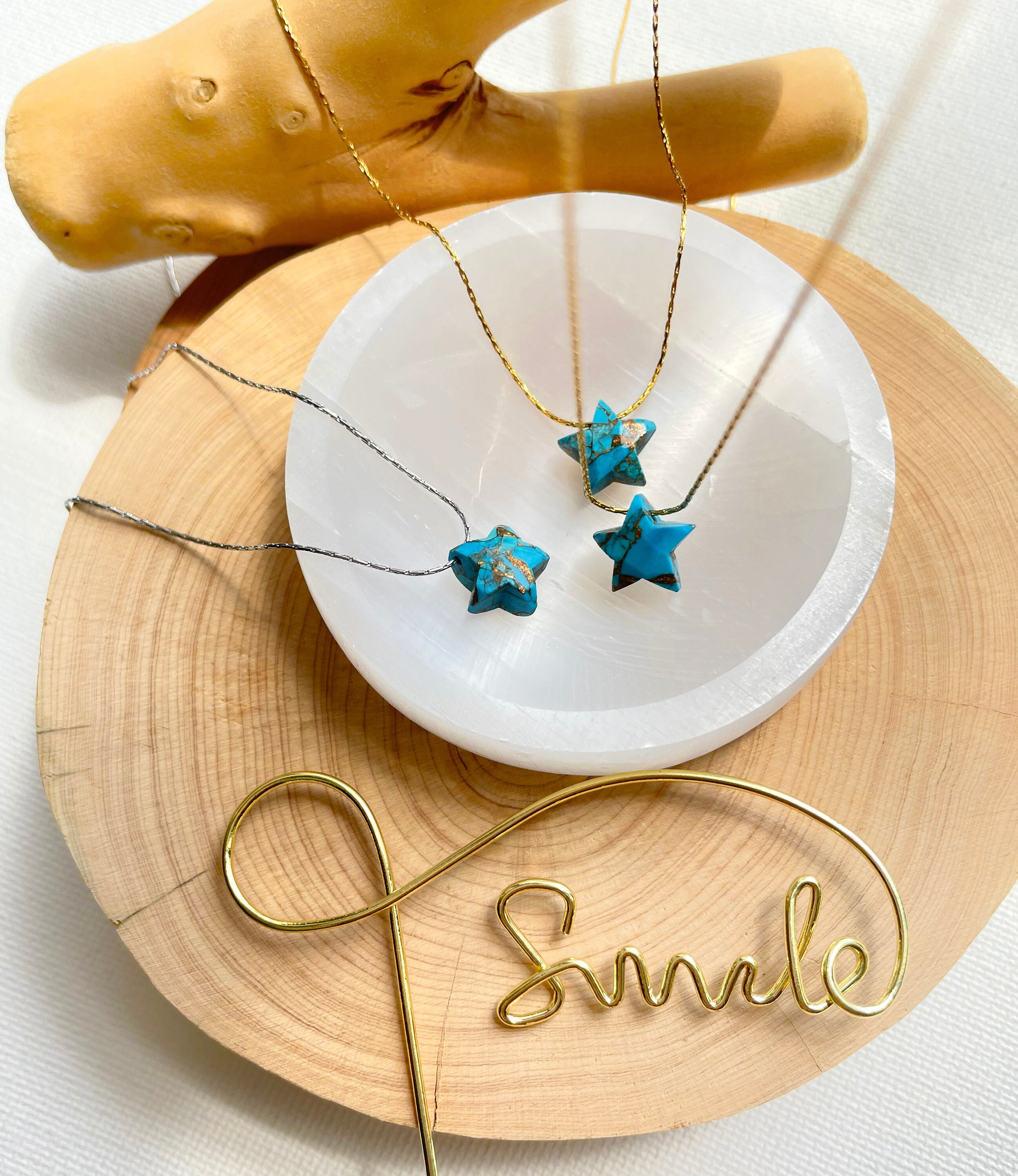 Genuine Turquoise Star Necklace, Celestial Gemstone Star Necklace, Birthday Gift Her, Layering Gemstone Jewelry, Dainty Elegant Thin Chain