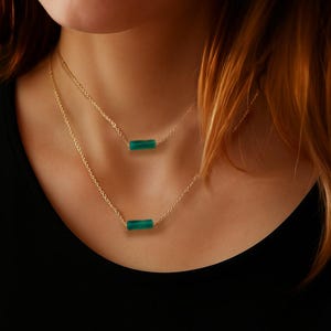 Jade Tiny Pendant Necklace, Dainty Jadeite Cylinder Gold Necklace, Healing Gemstone Necklace , Jade Jewelry  Necklace Gift for Women