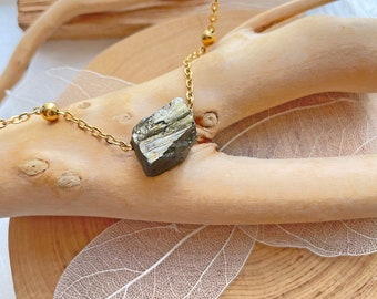 Pyrite Stone Pendant, Genuine Raw Pyrite Necklace, Pyrite Minimalist Necklace, Pyrite Stone Pendant, Pyrite Gift ,Fools Gold