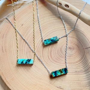 African Turquoise  Pendant Necklace, Turquoise Layering Necklace, Birthday Gift, Birthstone Necklace, Dainty Necklace, Gemstone Necklace