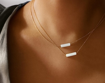 Selenite Minimalist Crystal Necklace 14K Gold Plated, Gemstone Jewelry for Her, Selenite Dainty Necklace , Crystal Necklaces