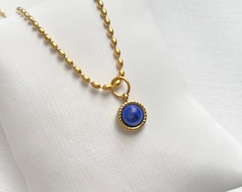 Lapis Lazuli Gold Beaded Necklace, Genuine Lapis Lazuli Gemstone Bead Necklace, Lapis Gemstone , Lapis Jewelry, Women Necklace Gifts