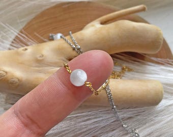 Selenite Minimalist Crystal Necklace 14K Gold Plated, Gemstone Jewelry for Her, Selenite Dainty Necklace , Crystal Necklaces